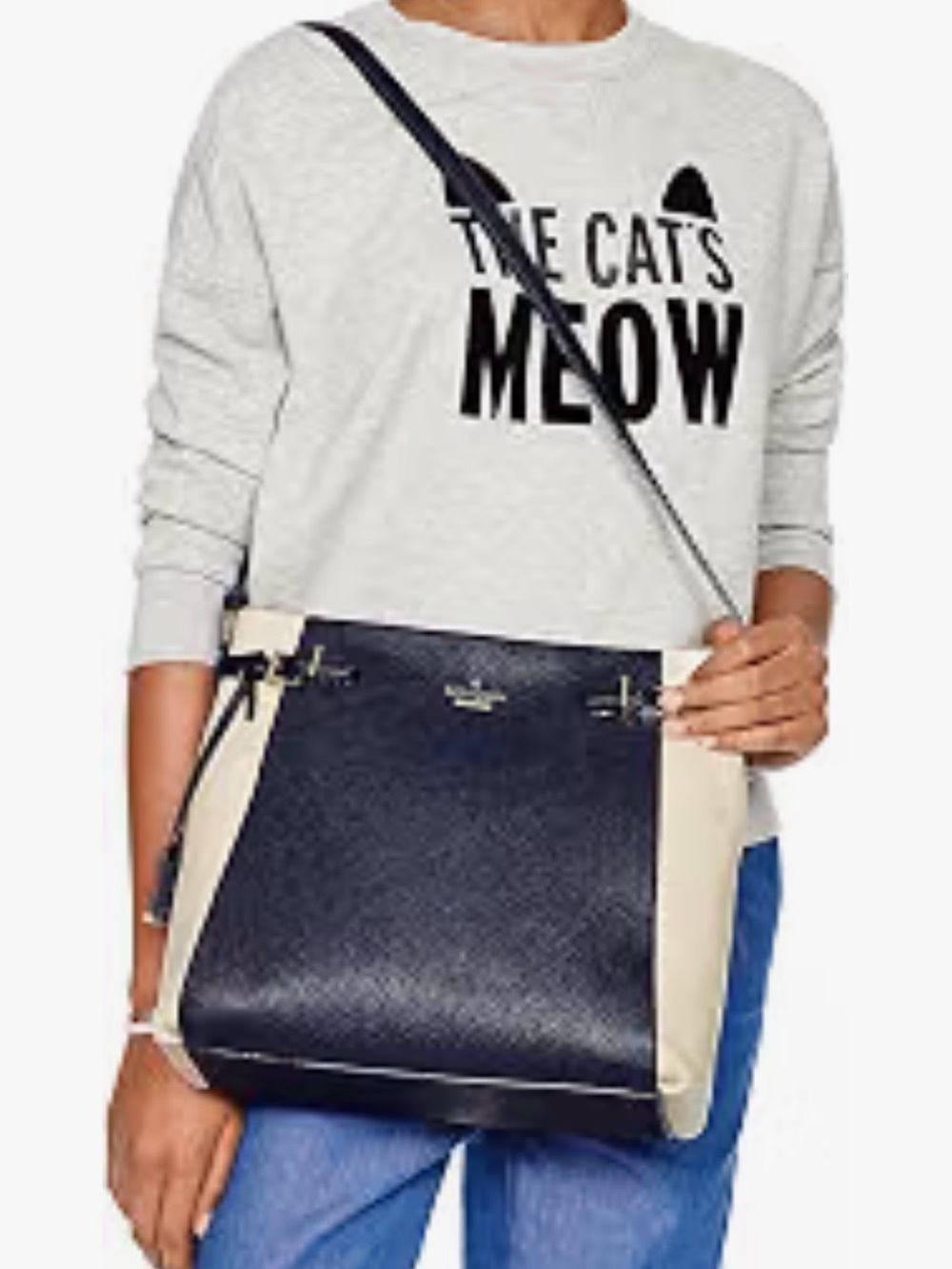 Kate Spade Brandy Holden Street Two-Tone Purse Blue Cream Leather Bag (see phot)